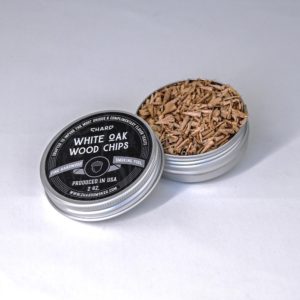 A tin of Char'd white oak wood smoker fuel