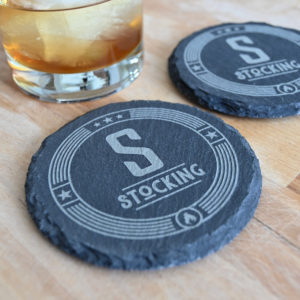Laser-Engraved Slate Personalized Monogram Drink Coasters
